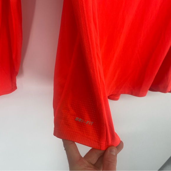 Nike Neon Orange/ Red Dri-Fit Long Sleeve Running Longsleeve Shirt - Picture 4 of 5